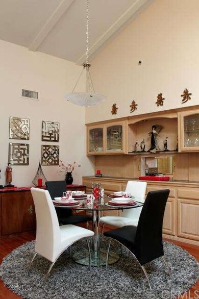 The formal dining room, with a very convenient pas