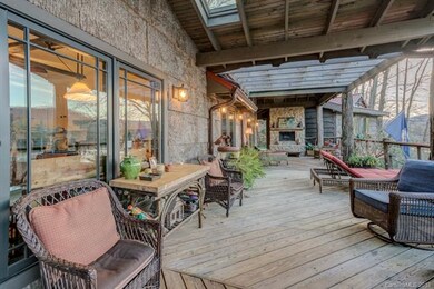 Covered Deck with stone fireplace