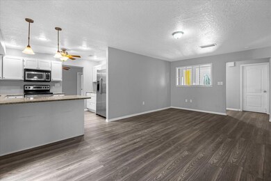 Living room looking into kitchen area