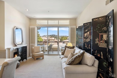 Living Room with high ceilings and transom windows