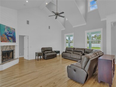 Living room features a fireplace for the winter mo