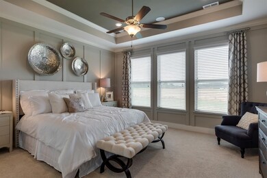 NOT Actual Home Master bedroom with tray ceiling and crown molding inside the tray