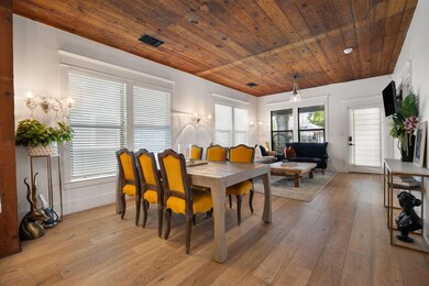 Dining area featuring light wood finished floors,