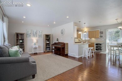 Living room featuring dark hardwood / wood-style f