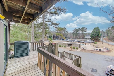 Wooden deck with a pool