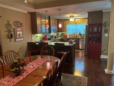 View from dining room to kitchen