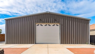 View of detached garage