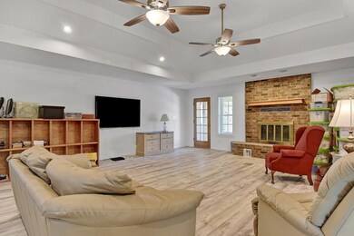 Large Open Living, Beautiful Brick Fireplace