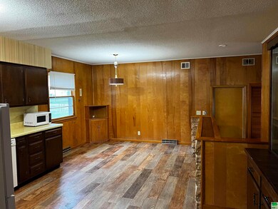 Looking into the kitchen from the living area.