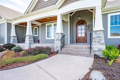 Stained arch front entry door, custom Craftsman tr