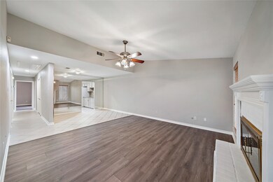 Living area with fireplace