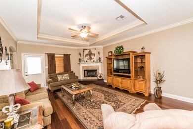 Living Room with trayed ceiling