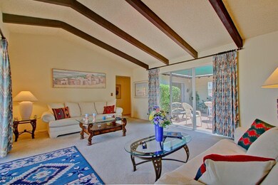 Vaulted beamed living room