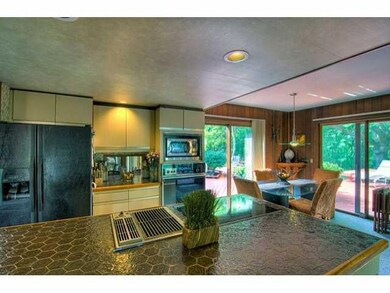Kitchen. Large island with surface top stove and g