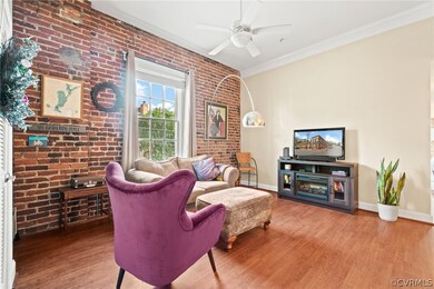 Gathering space with exposed brick