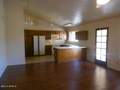 View from family room to kitchen.