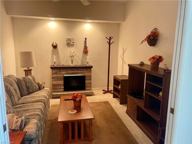 Den and ent room featuring a fireplace, convertibl