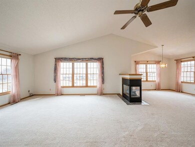 2 Sided Gas Fireplace in Vaulted Great Room