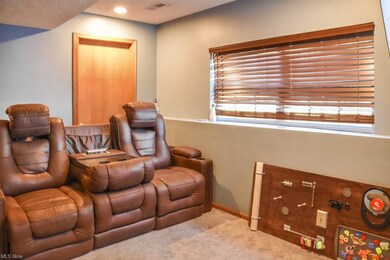 Family room on the lower level. The door leads to 