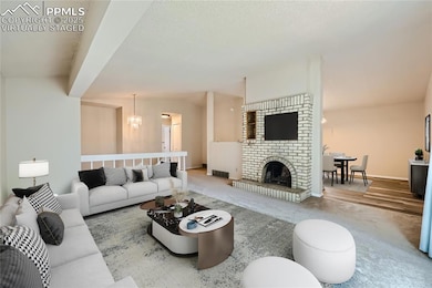 Virtually Staged - Living Room with fireplace, vau