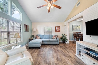 The room leads into the back yard.