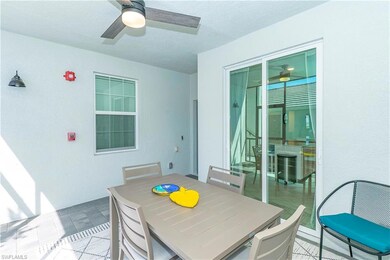 View of patio with ceiling fan