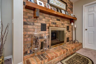 Beautiful brick surrounds the fireplace