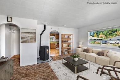 Main living space Family Room with pellet stove