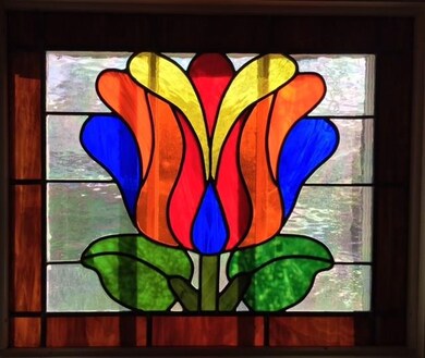 Close Up of Stain Glass Window.