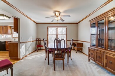 Formal dining room with chair rails