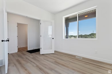 Office with double glass doors is perfect for remote work.