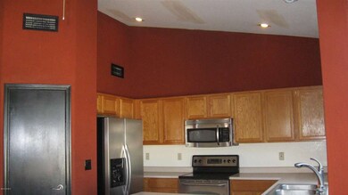Stainless steel appliances in kitchen