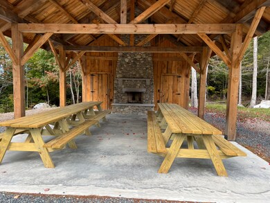 Picnic tables, Fireplace and Pavillon