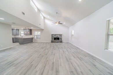 Open concept kitchen and living