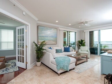 Living room with expansive river views