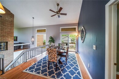 This the spacious dinning room that has a private 