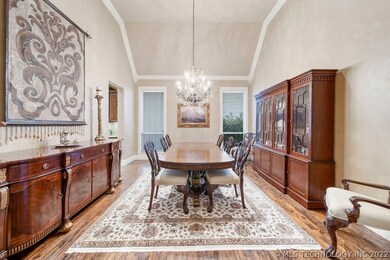 With plentiful space, the formal dining area is eq