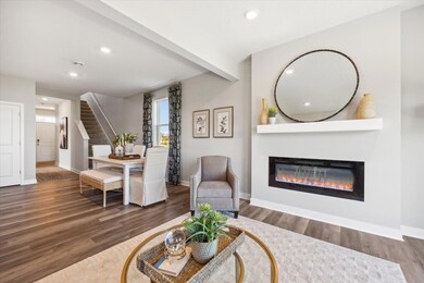 Electric fireplace, great for the summer, no heat option and enjoy the ambiance! Photo of a previously built home, finishes, selections, colors, and layout may vary.
