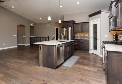 View from kitchen into living area.