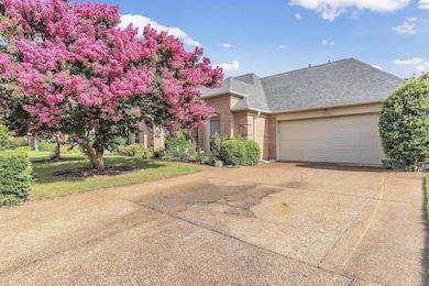 View of front of property with roof with shingles, driveway, an attached garage, and brick siding