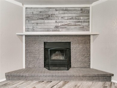 Living room corner fireplace