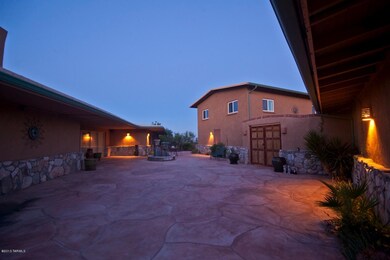 Courtyard between main house and garages