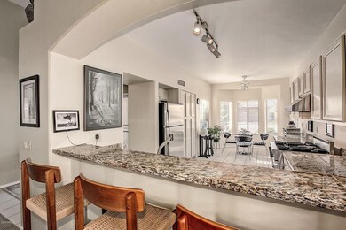 Breakfast bar and kitchen