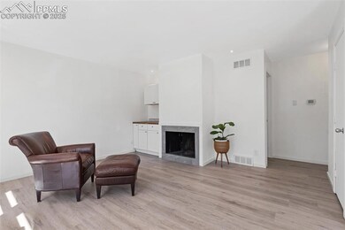 Wood burning fireplace and built-ins in living room