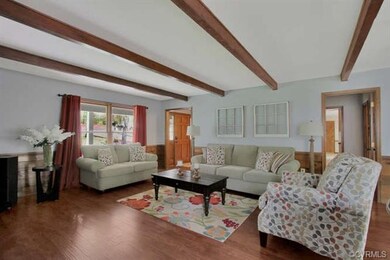 Family Room ~ gorgeous wood beamed ceilings with c