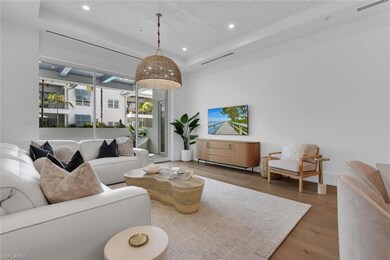 Living room with recessed lighting, wood finished 