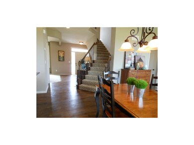 The angled staircase is a unique feature of this  