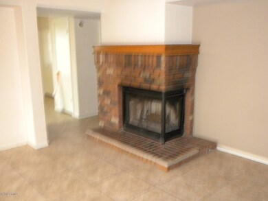 Red brick fireplace