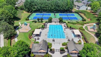 Aerial view of a pool