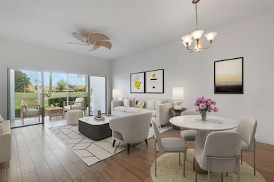 Virtually staged Dining/Living room.